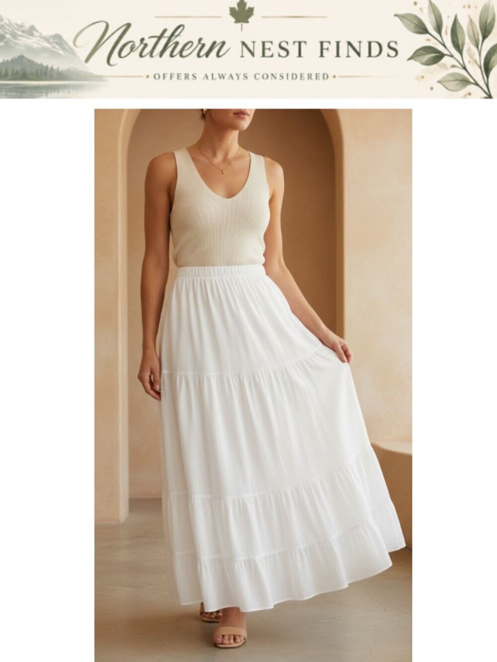 Women's A-Line Tiered Skirt High Waist Elastic Lightweight Polyester Summer